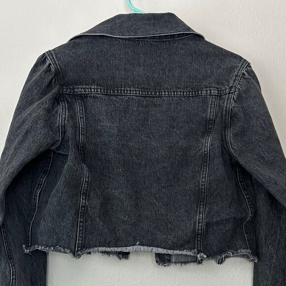 Edit by nine cropped denim jean jacket faded black grunge goth western outdoor S - Picture 7 of 9